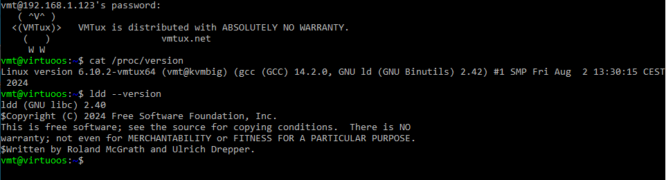 example screenshot VMTux booted